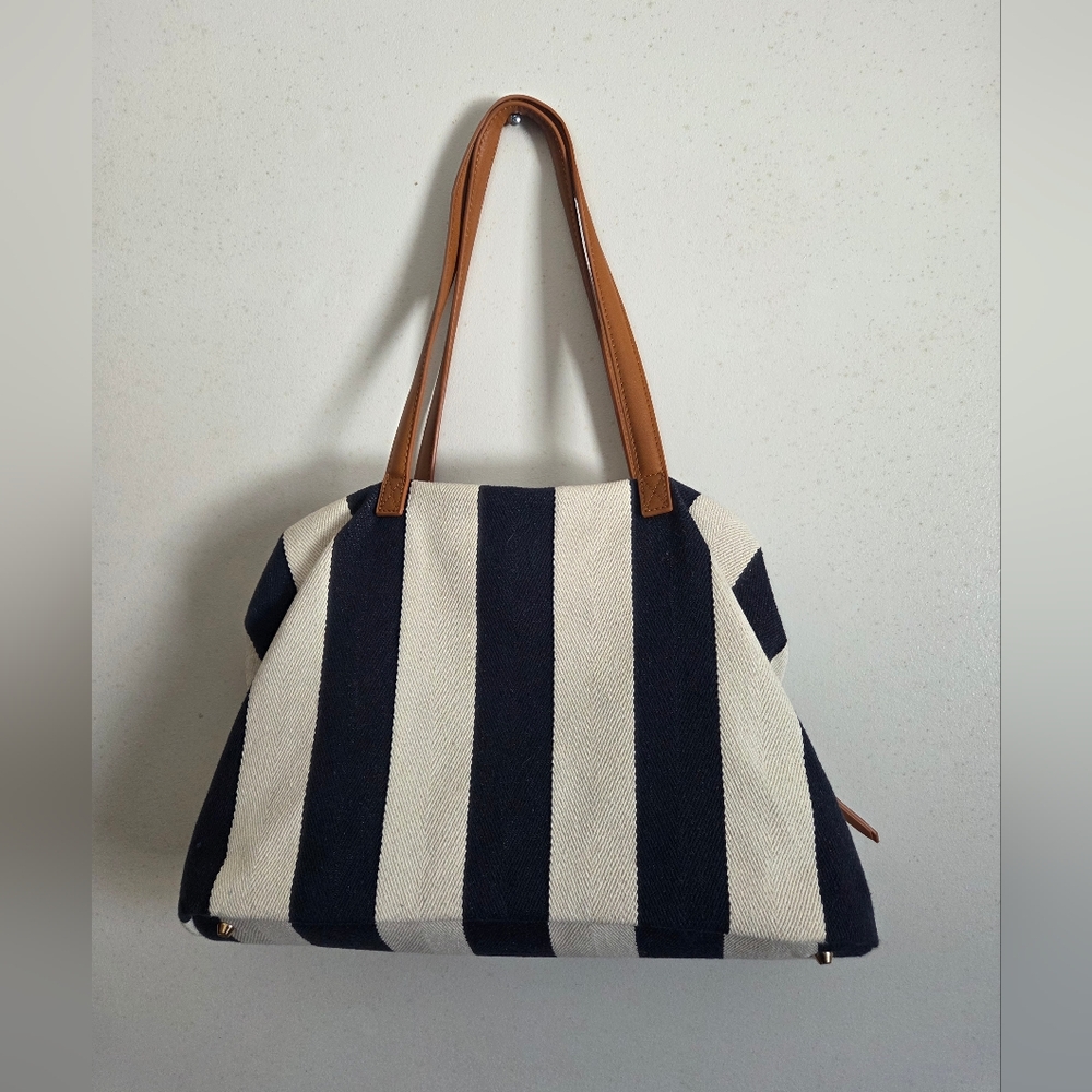 MMS Nautical Striped Navy and White Tote Bag